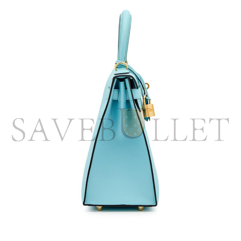 H**mes EPSOM KELLY SELLIER 28 BLUE ZEPHYR GOLD HARDWARE (28*22*10cm)